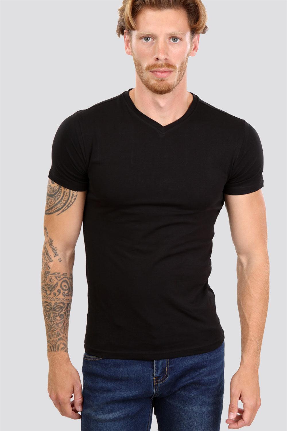 PEPE JEANS - טישירט בייסיק שחורה צווארון V - MASHBIR//365