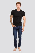 PEPE JEANS - טישירט בייסיק שחורה צווארון V - MASHBIR//365