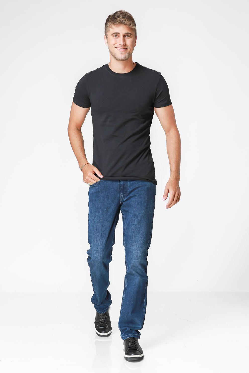 DELTA - טישירט בייסיק סלים צווארון עגול בצבע שחור - MASHBIR//365