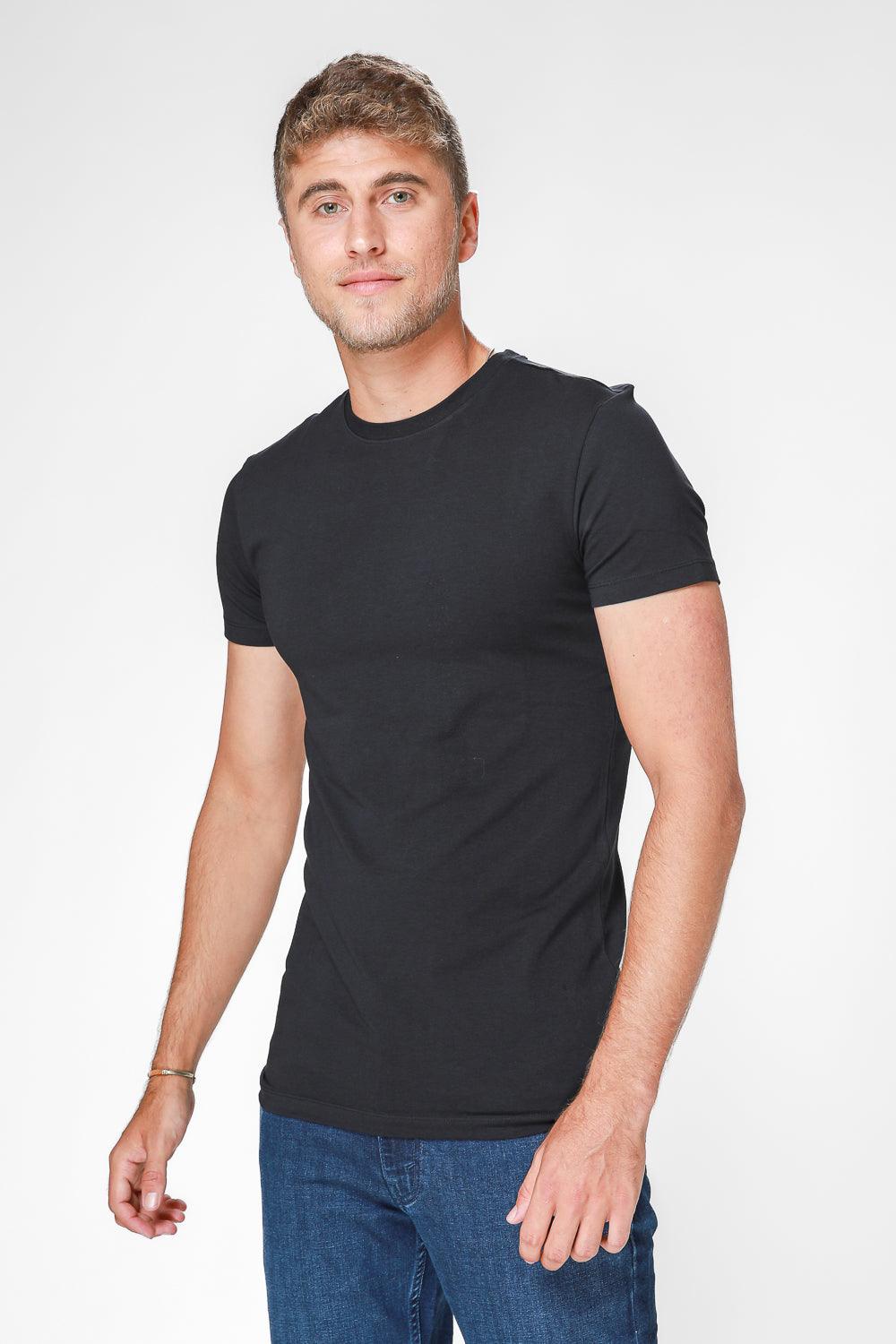 DELTA - טישירט בייסיק סלים צווארון עגול בצבע שחור - MASHBIR//365