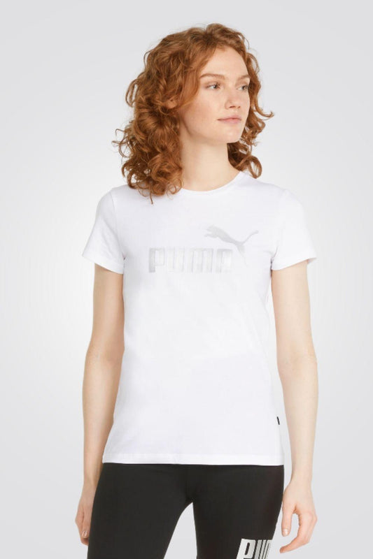 PUMA - טישירט ESS+ Metallic Logo T בצבע לבן - MASHBIR//365