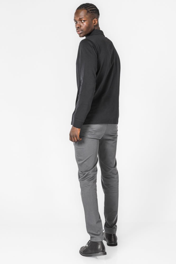 KENNETH COLE - טישירט פולו ארוכה בצבע שחור - MASHBIR//365