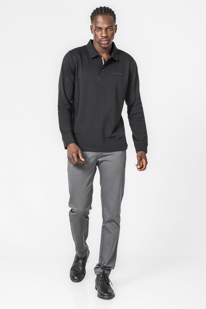 KENNETH COLE - טישירט פולו ארוכה בצבע שחור - MASHBIR//365