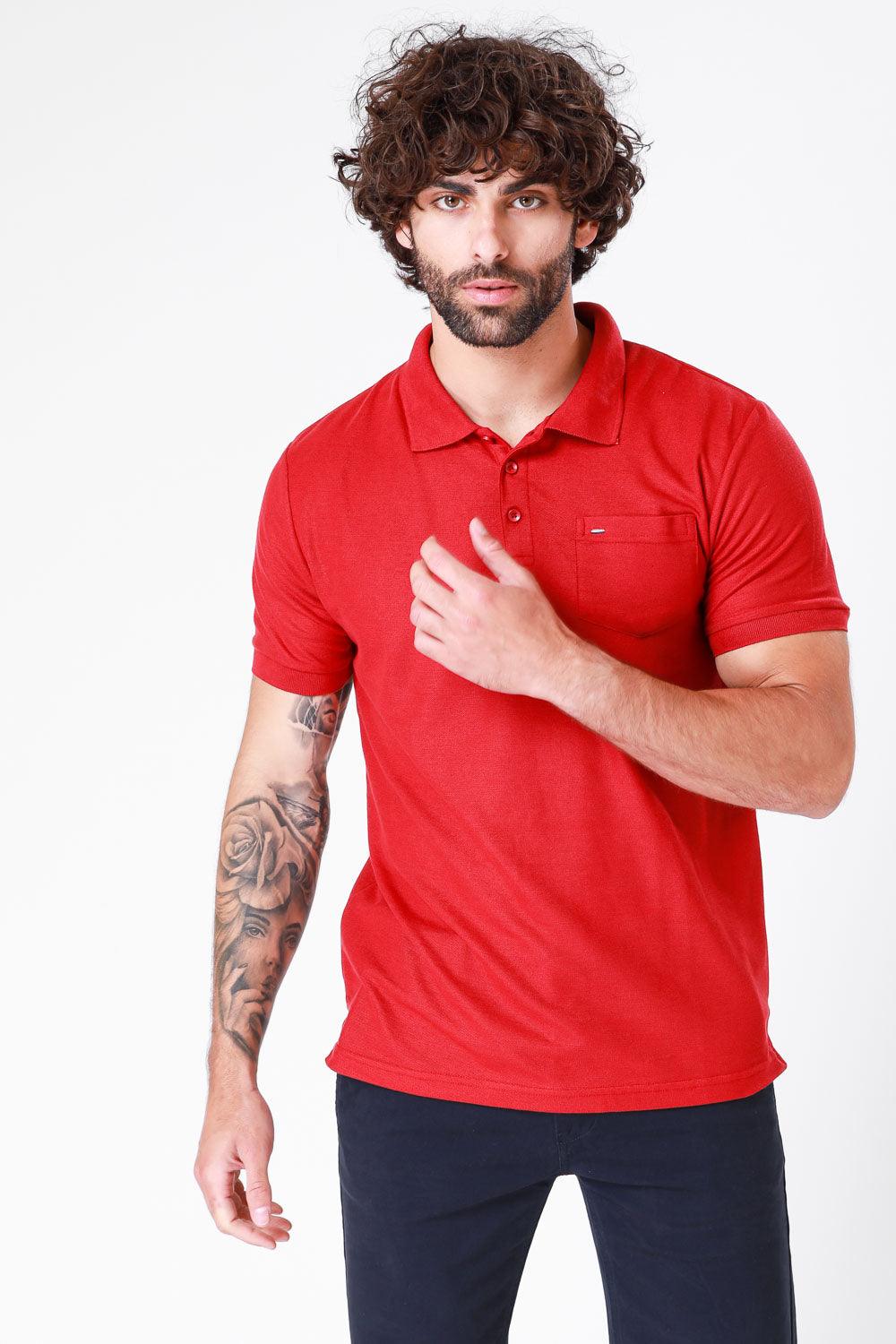 SCORCHER - טישירט פולו קצרה בצבע אדום - MASHBIR//365