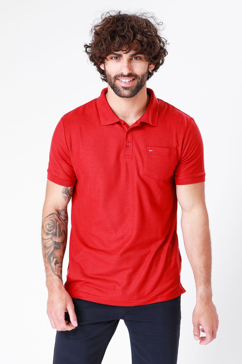 SCORCHER - טישירט פולו קצרה בצבע אדום - MASHBIR//365