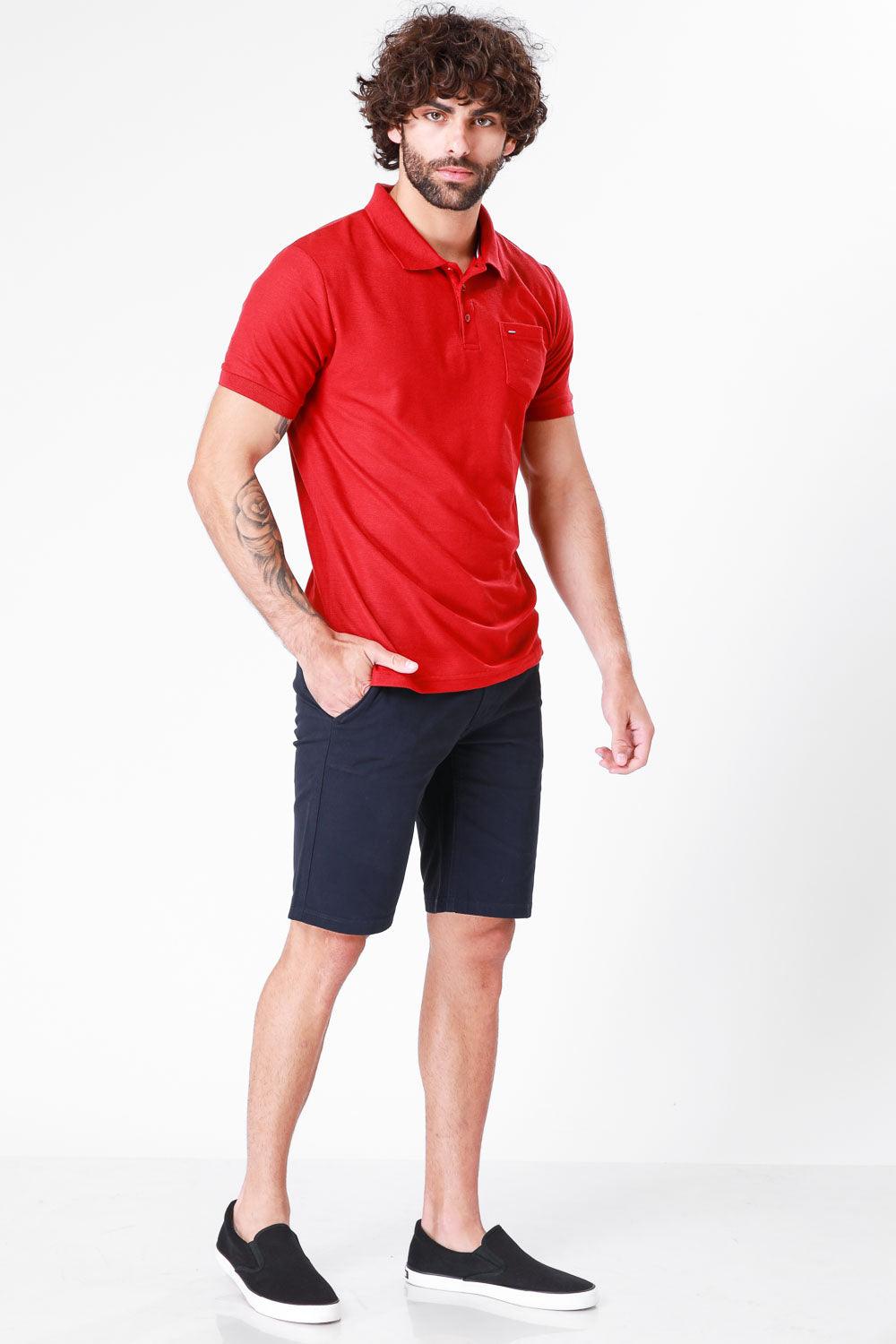 SCORCHER - טישירט פולו קצרה בצבע אדום - MASHBIR//365