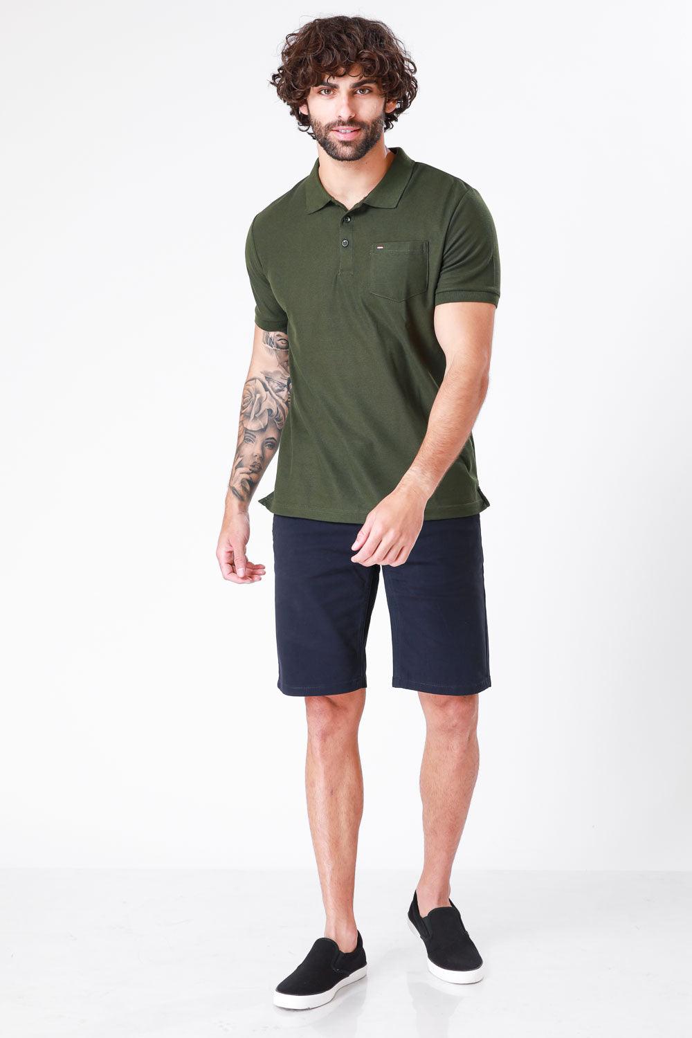 SCORCHER - טישירט פולו קצרה בצבע ירוק זית - MASHBIR//365