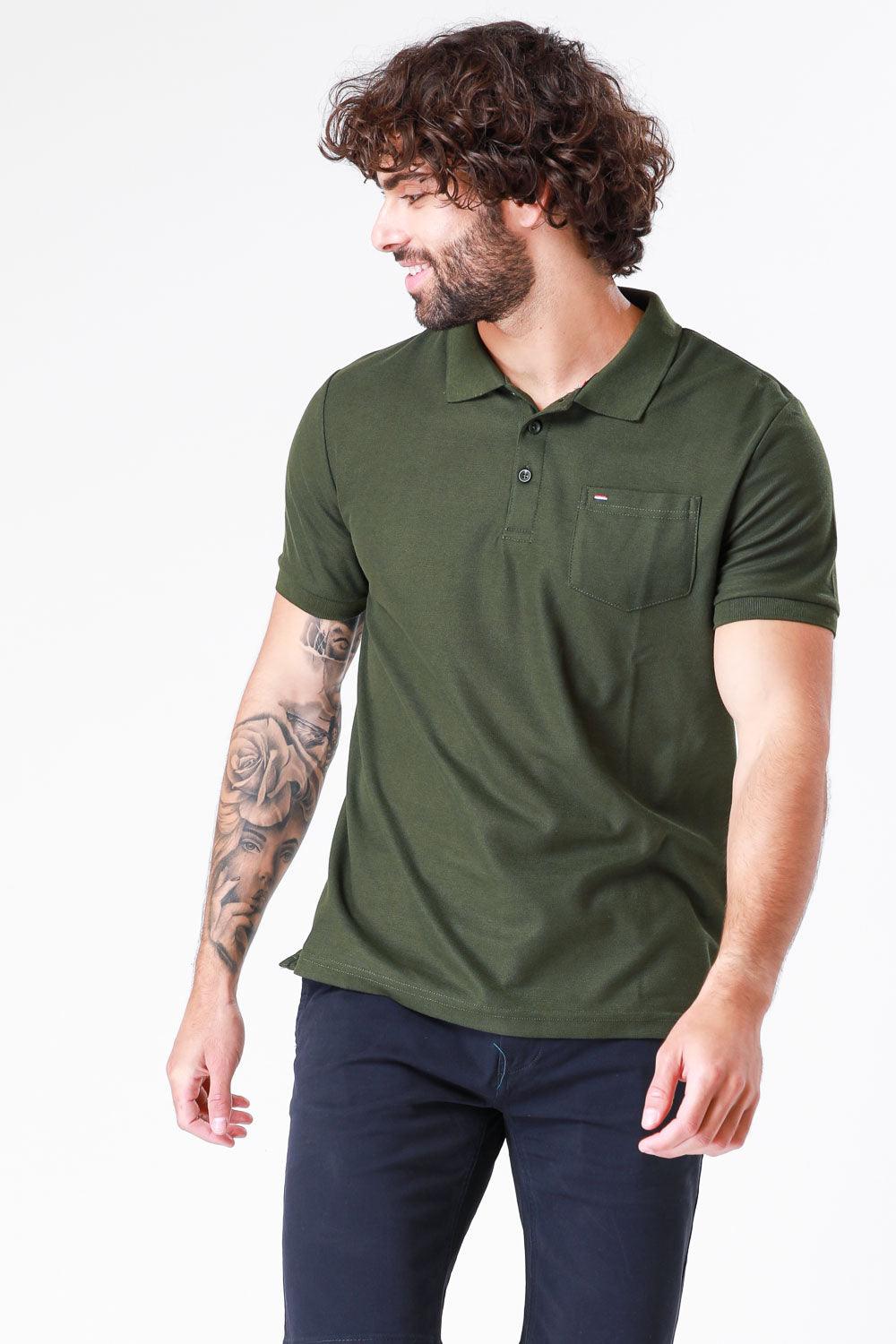 SCORCHER - טישירט פולו קצרה בצבע ירוק זית - MASHBIR//365
