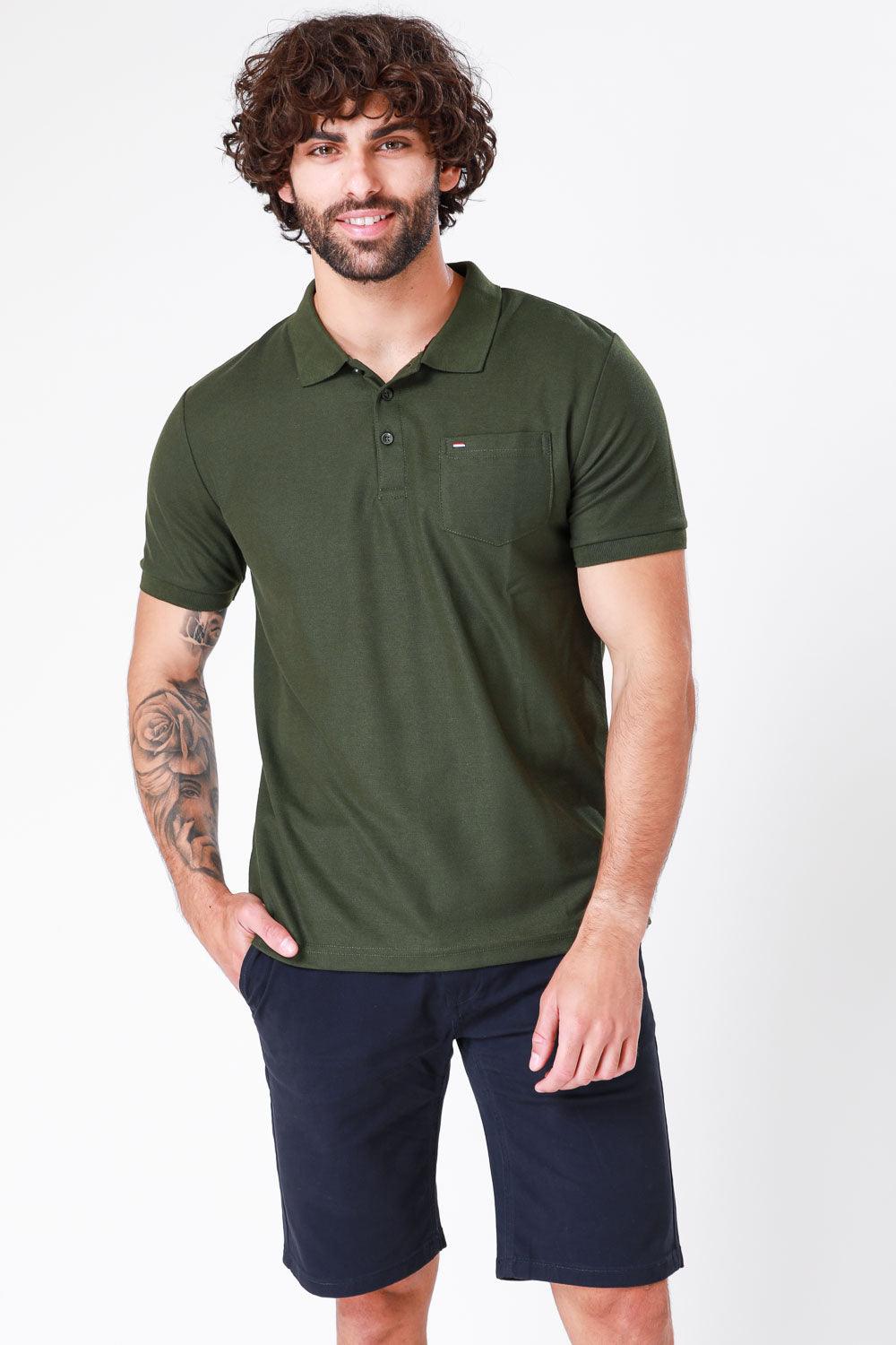 SCORCHER - טישירט פולו קצרה בצבע ירוק זית - MASHBIR//365