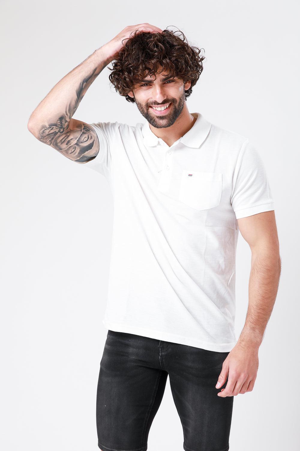SCORCHER - טישירט פולו קצרה בצבע לבן - MASHBIR//365