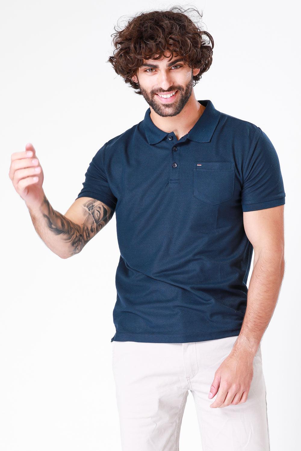 SCORCHER - טישירט פולו קצרה בצבע נייבי - MASHBIR//365