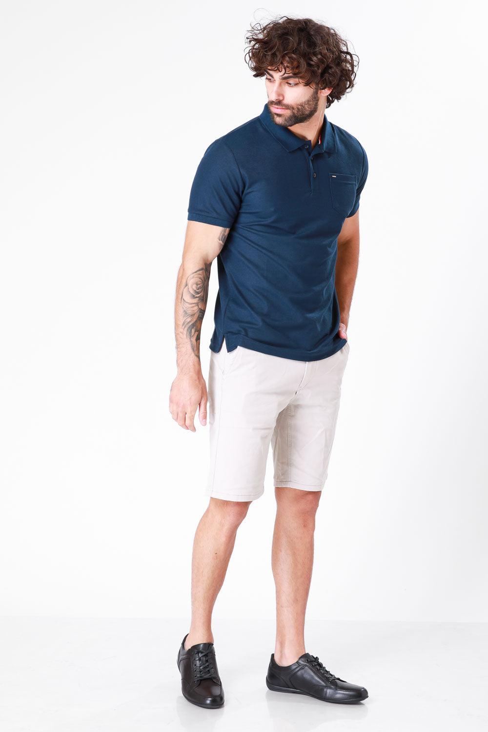SCORCHER - טישירט פולו קצרה בצבע נייבי - MASHBIR//365