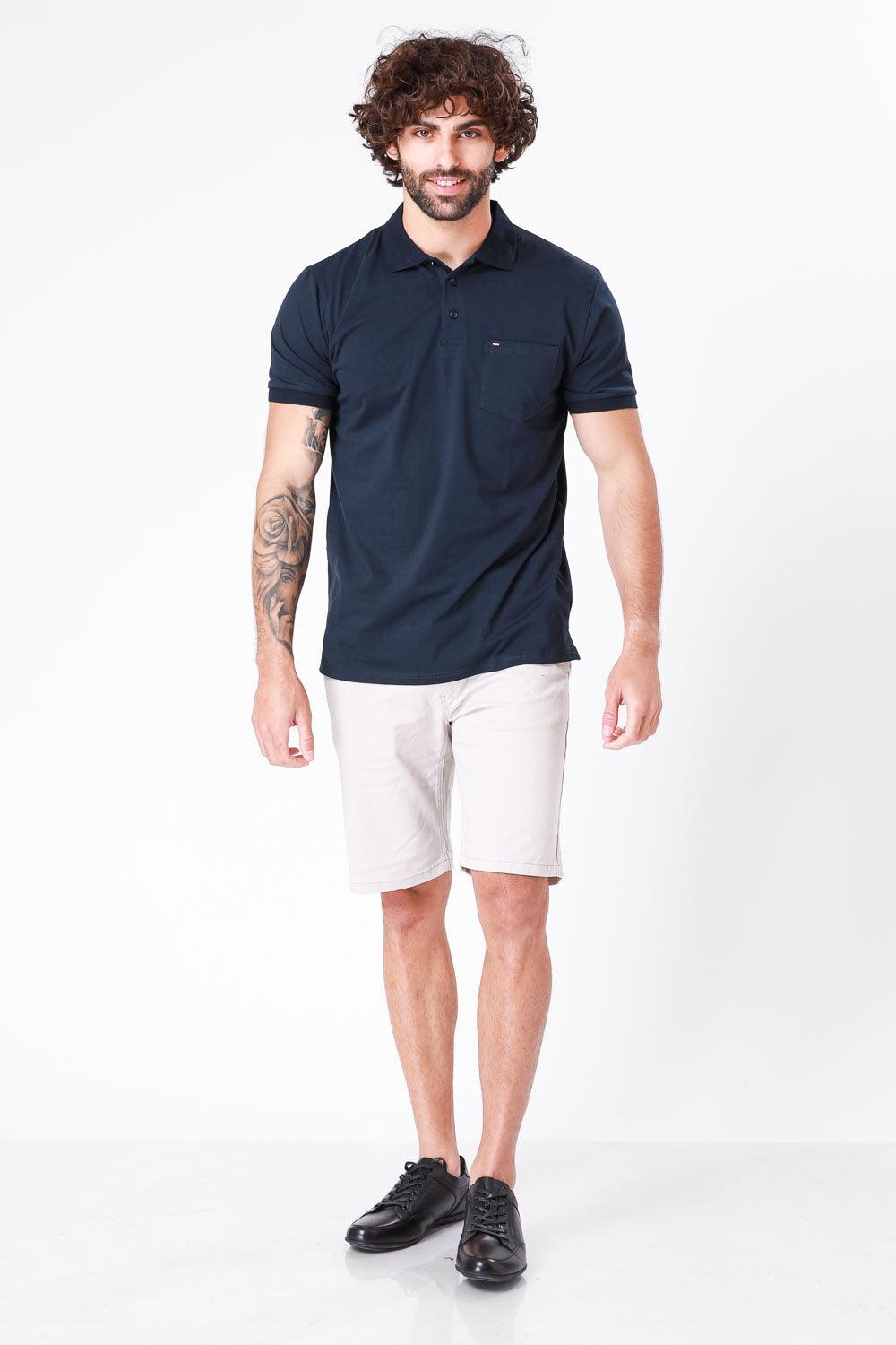 SCORCHER - טישירט פולו קצרה בצבע נייבי - MASHBIR//365