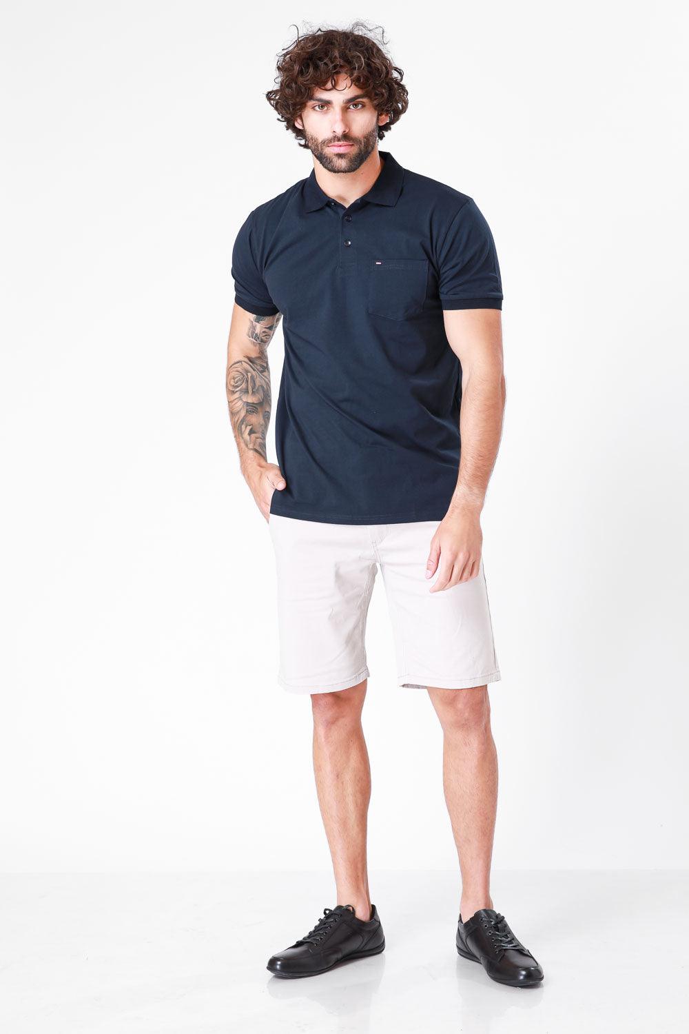 SCORCHER - טישירט פולו קצרה בצבע נייבי - MASHBIR//365