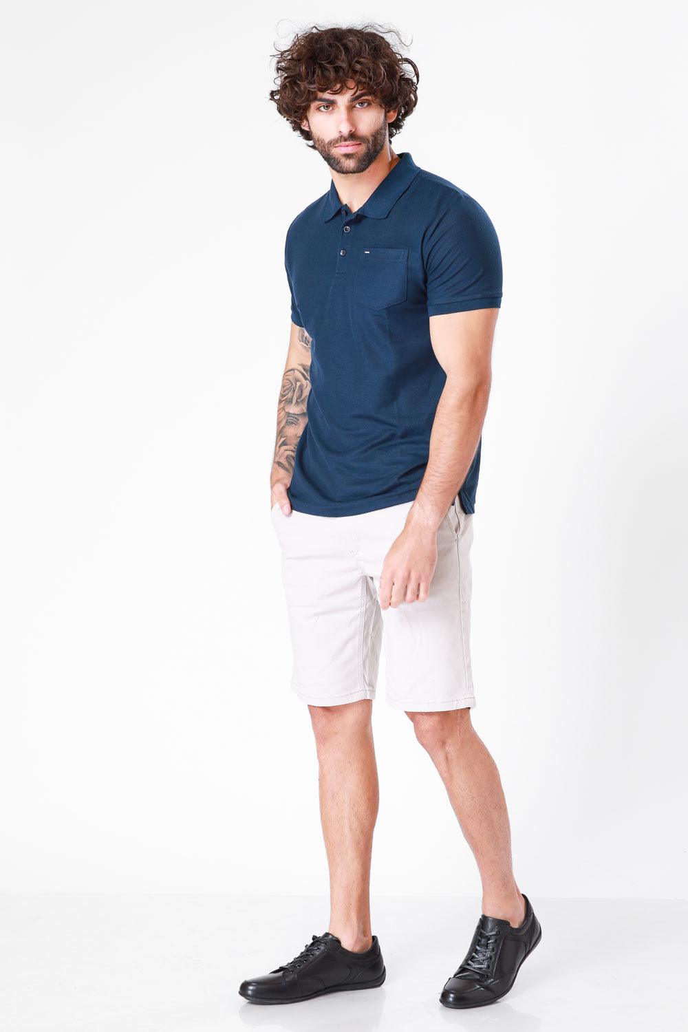 SCORCHER - טישירט פולו קצרה בצבע נייבי - MASHBIR//365