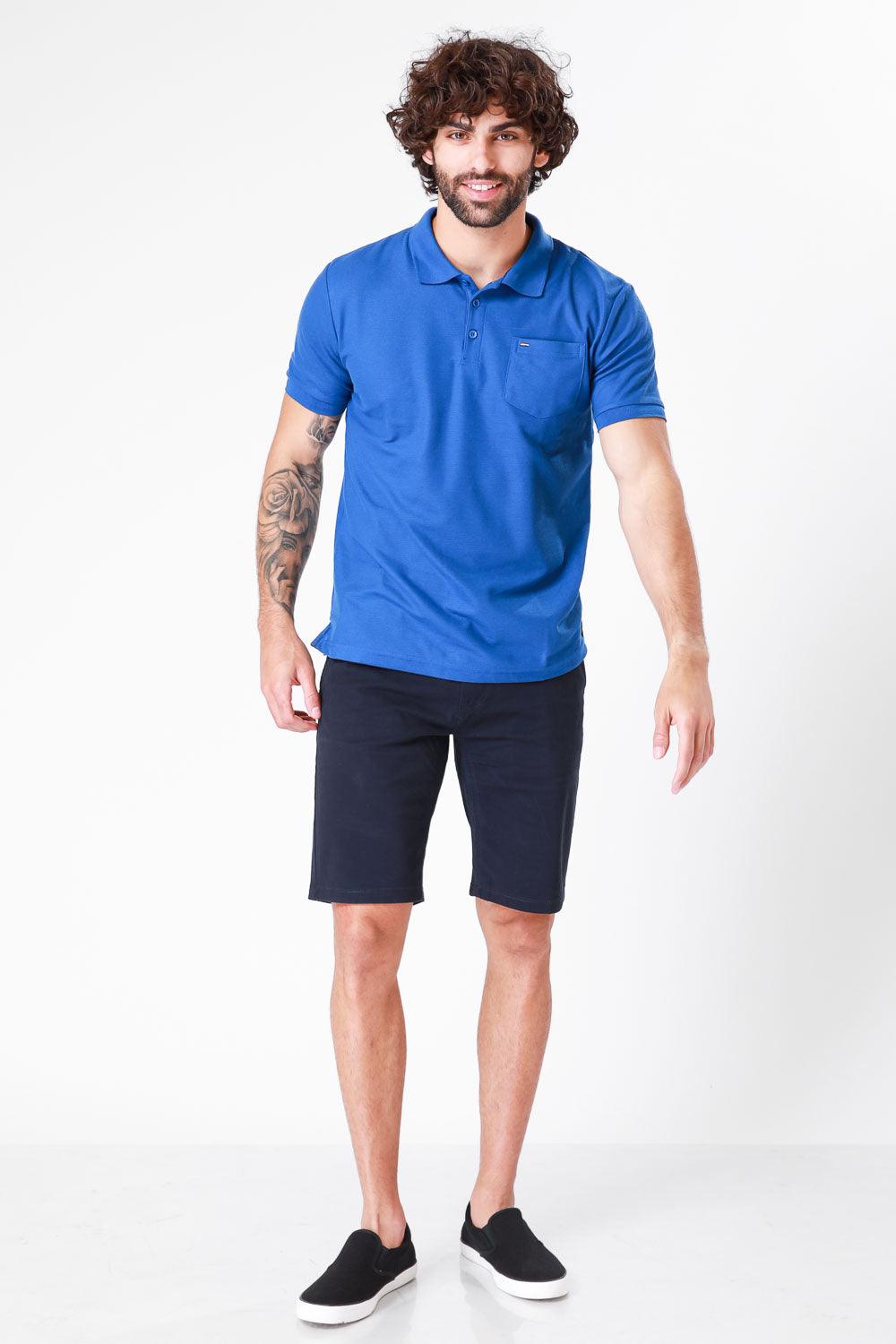 SCORCHER - טישירט פולו קצרה בצבע כחול - MASHBIR//365