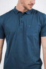 SCORCHER - טישירט פולו עם כיס בחזה בצבע נייבי - MASHBIR//365