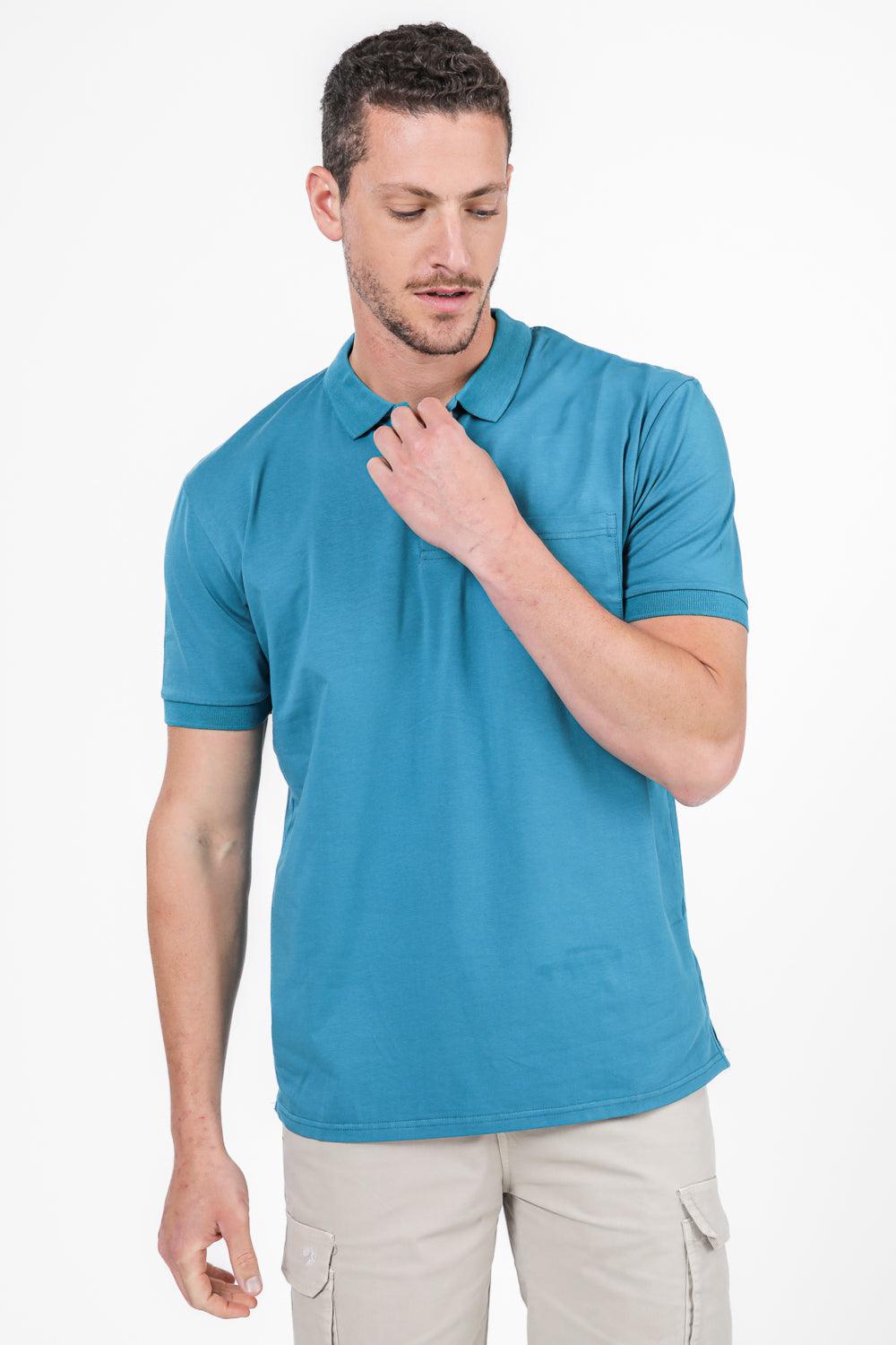 SCORCHER - טישירט פולו עם כיס בחזה בצבע תכלת - MASHBIR//365