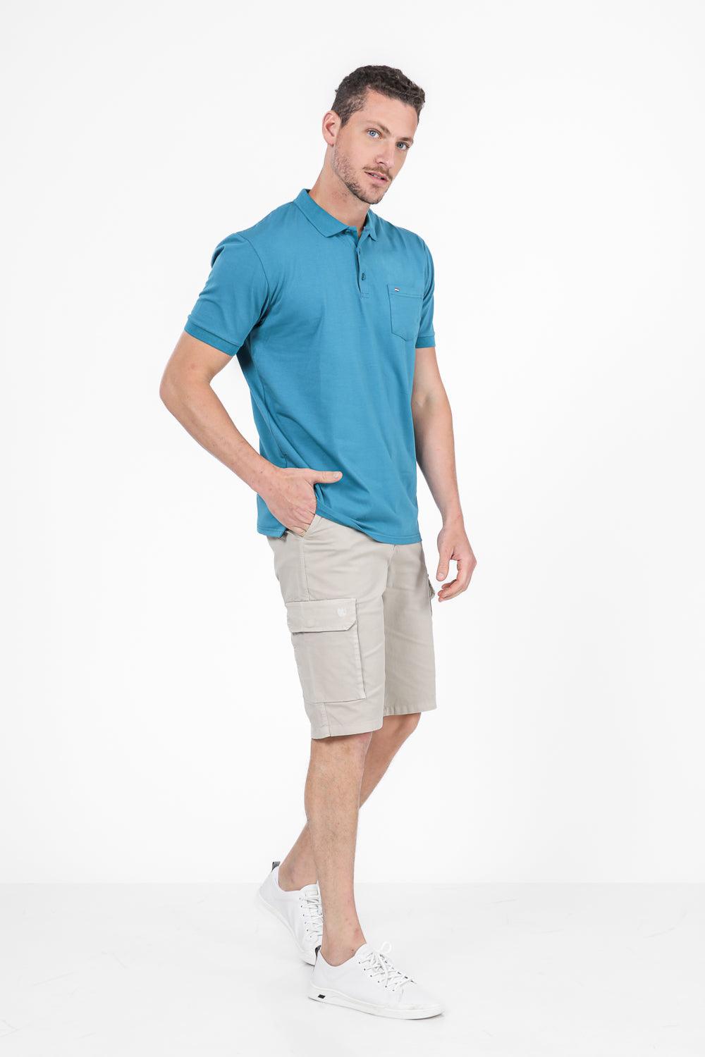 SCORCHER - טישירט פולו עם כיס בחזה בצבע תכלת - MASHBIR//365