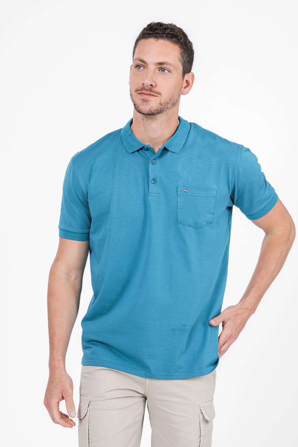 SCORCHER - טישירט פולו עם כיס בחזה בצבע תכלת - MASHBIR//365
