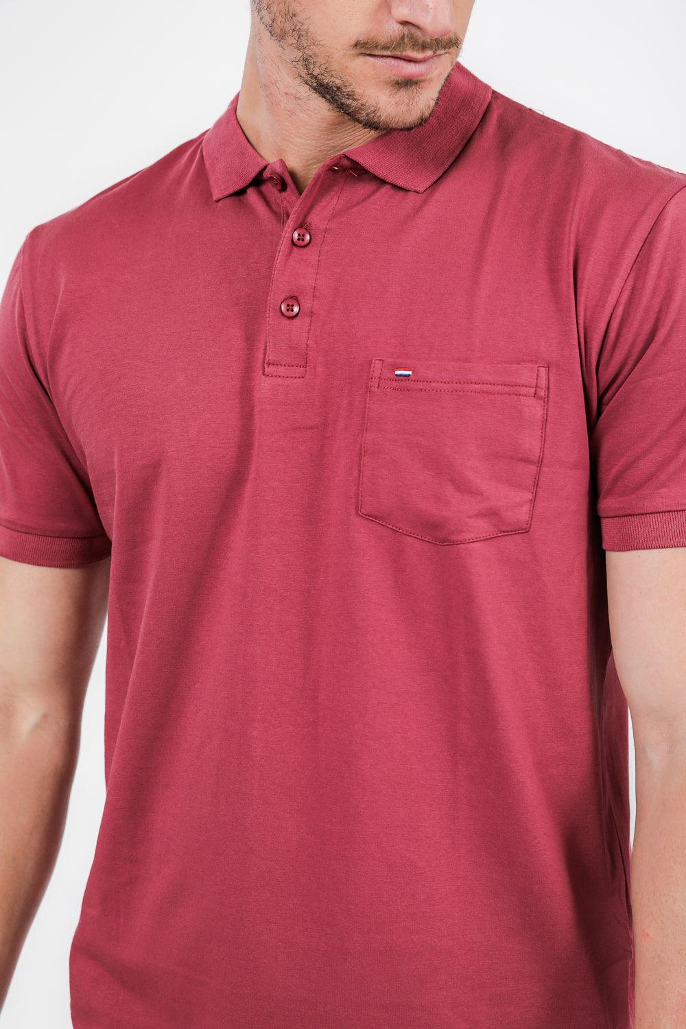 SCORCHER - טישירט פולו עם כיס בחזה בצבע ורוד - MASHBIR//365