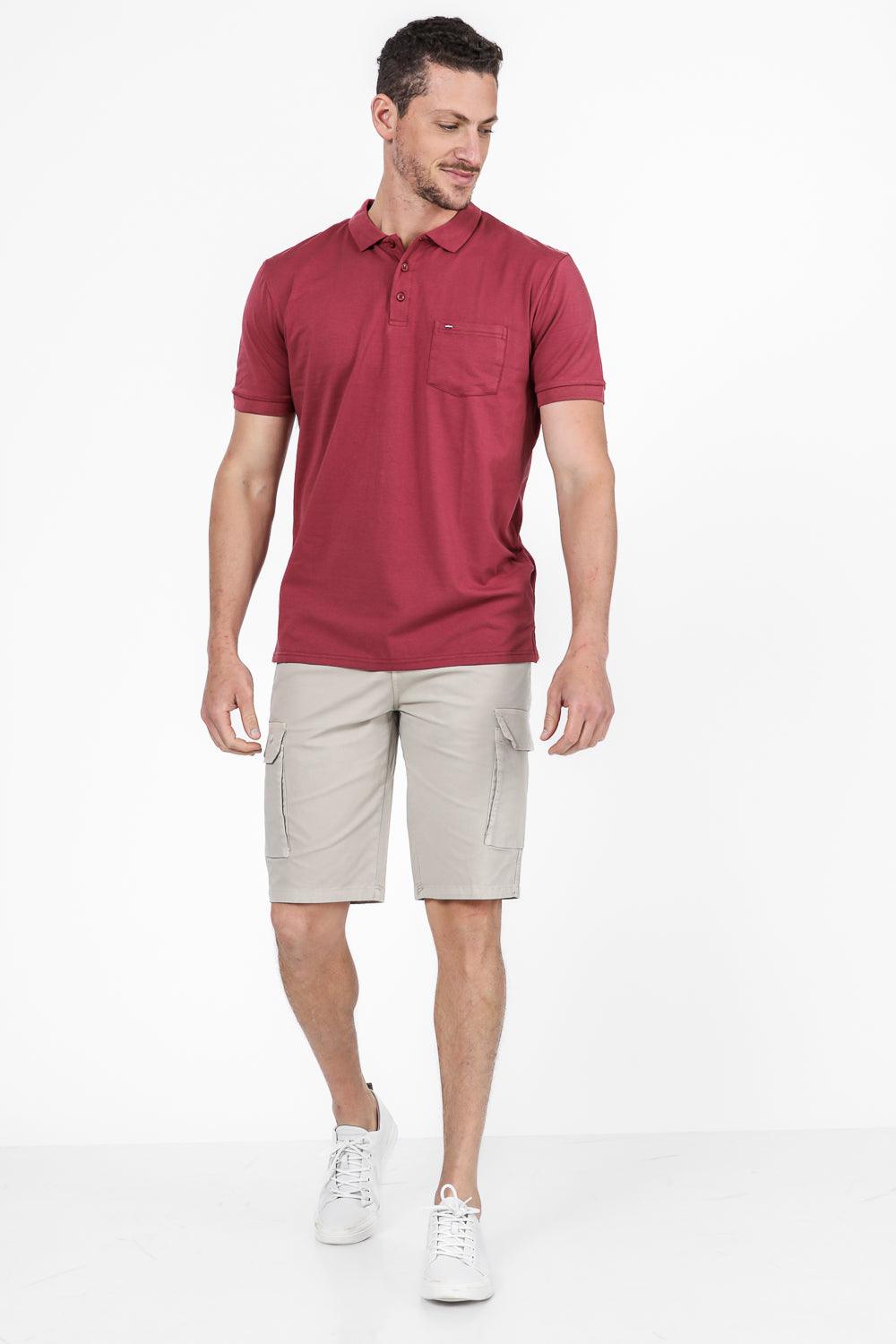 SCORCHER - טישירט פולו עם כיס בחזה בצבע ורוד - MASHBIR//365