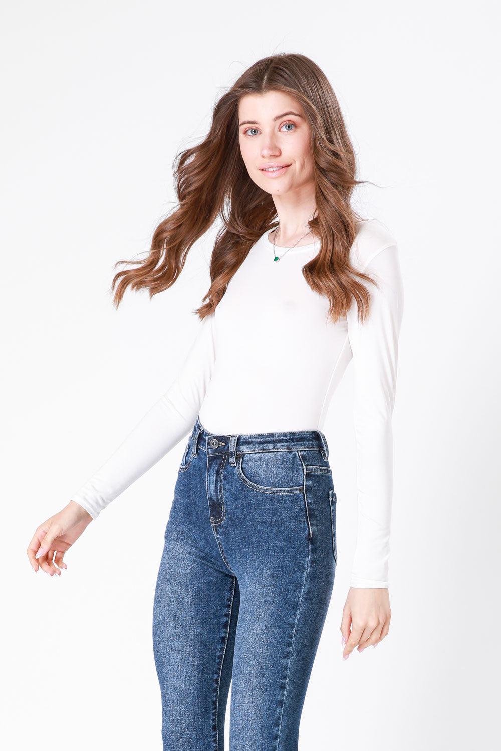  טישירט ג'רסי לבן מפתח עגול | קנת קול
