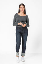  טישירט ג'רסי מפתח רחב בצבע אפור | קנת קול 
