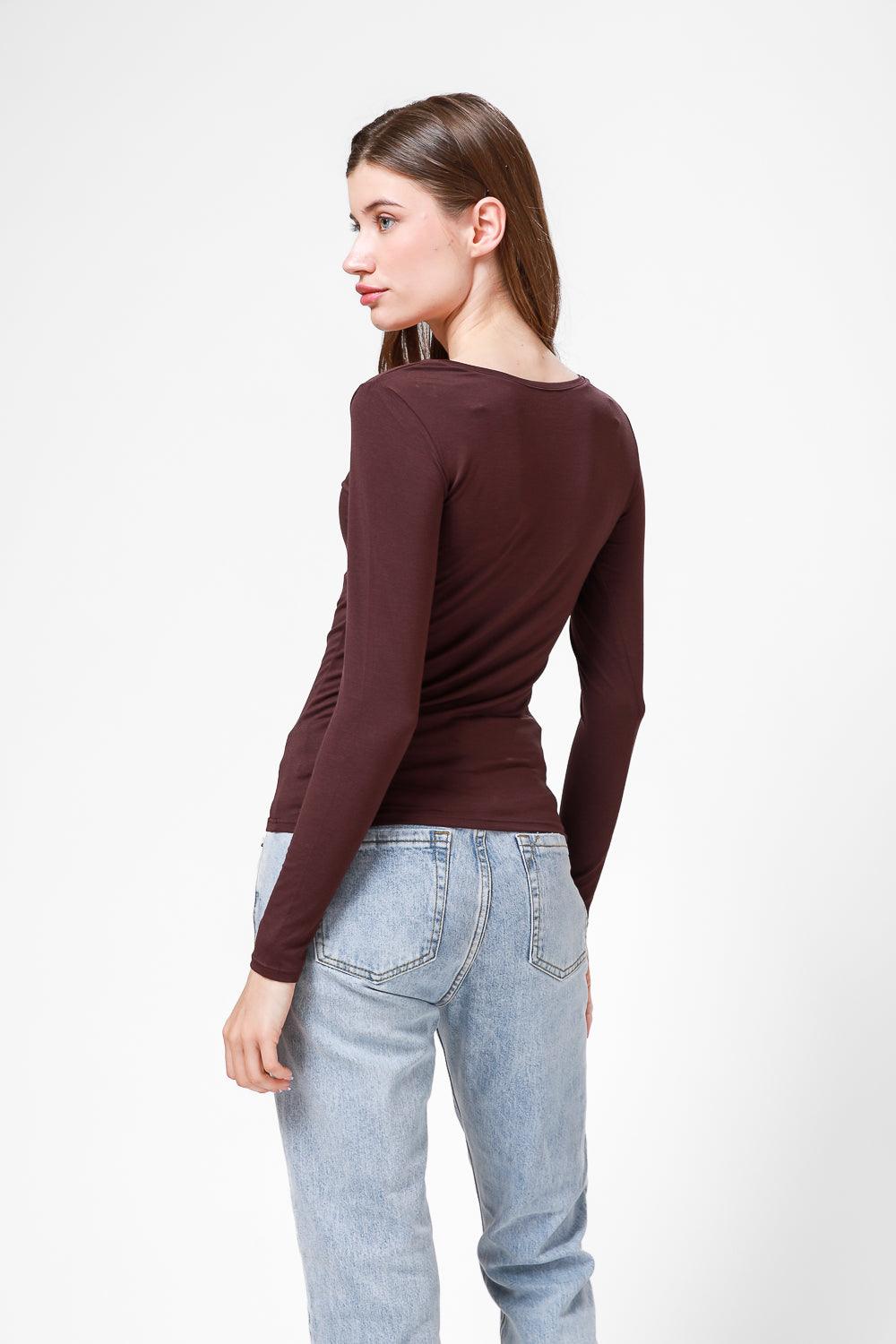  טישירט ג'רסי בורדו מפתח עגול | קנת קול