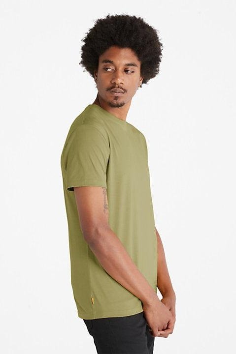 TIMBERLAND - טישירט ג'רסי בצבע ירוק זית עם לוגו - MASHBIR//365