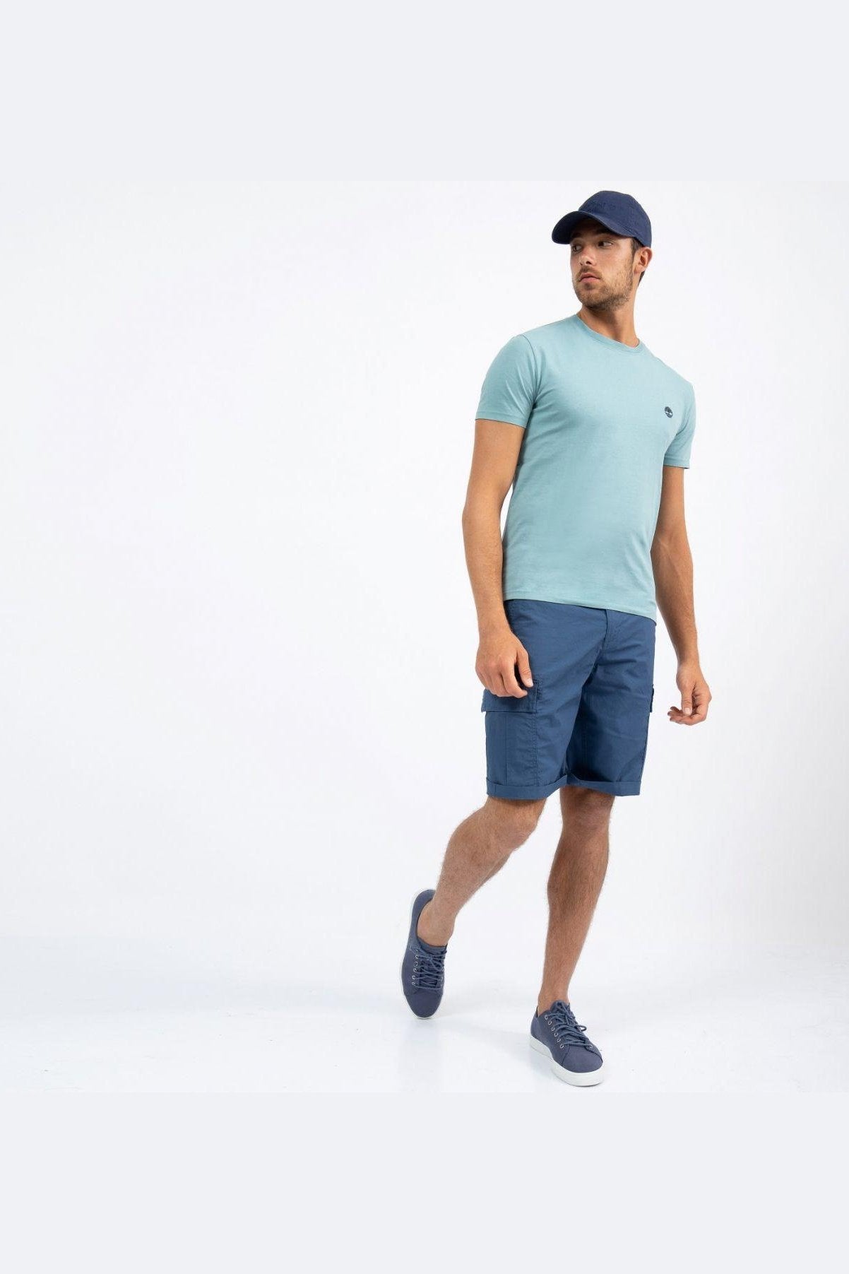 TIMBERLAND - טישירט ג'רסי בצבע תכלת עם לוגו - MASHBIR//365