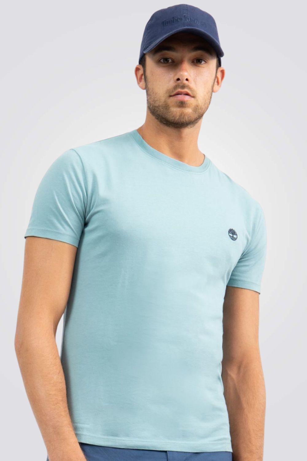 TIMBERLAND - טישירט ג'רסי בצבע תכלת עם לוגו - MASHBIR//365