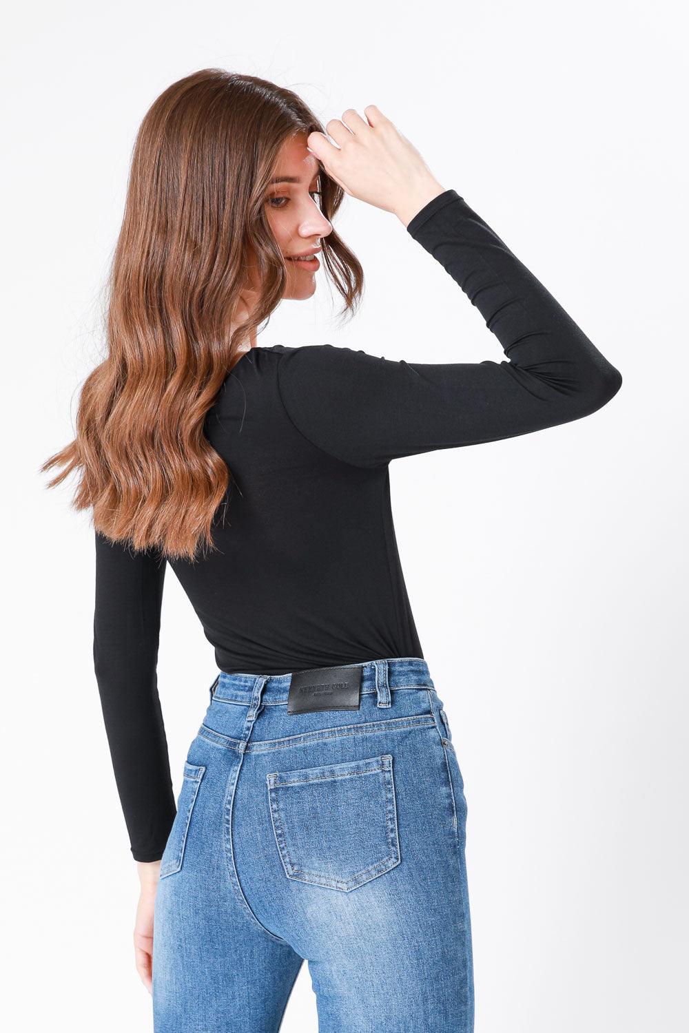  טישירט ג'רסי מפתח רחב בצבע שחור | קנת קול 
