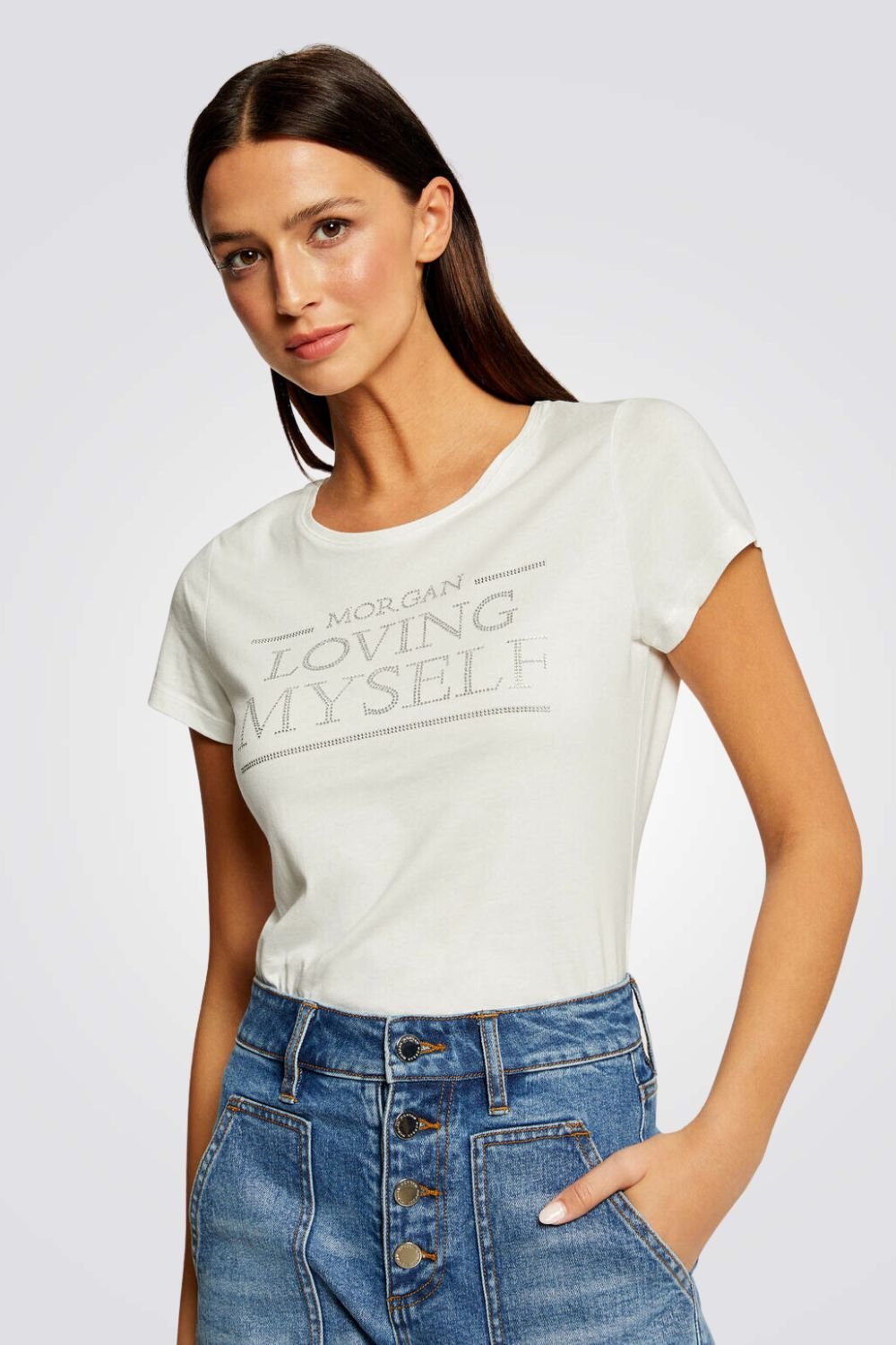 MORGAN - טישירט הדפס בצבע אוף וויט - MASHBIR//365