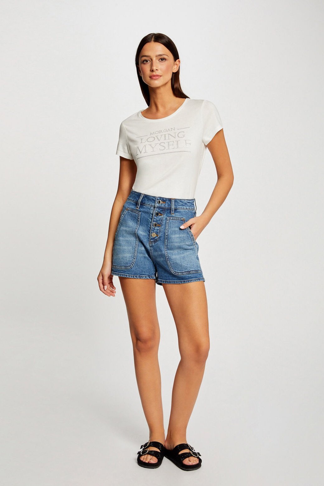 MORGAN - טישירט הדפס בצבע אוף וויט - MASHBIR//365