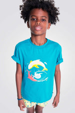 OKAIDI - טישירט הדפס בצבע כחול לילדים - MASHBIR//365