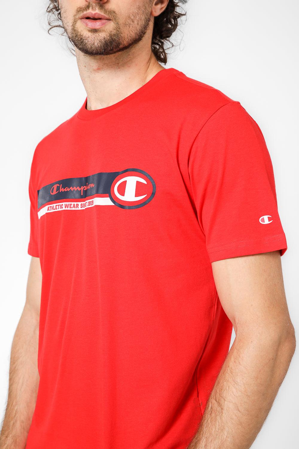 CHAMPION - טישירט הדפס לוגו לגבר בצבע אדום - MASHBIR//365