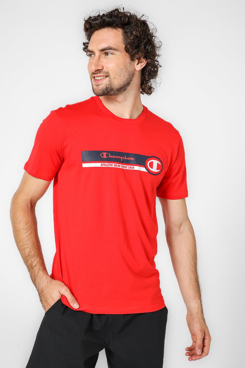 CHAMPION - טישירט הדפס לוגו לגבר בצבע אדום - MASHBIR//365