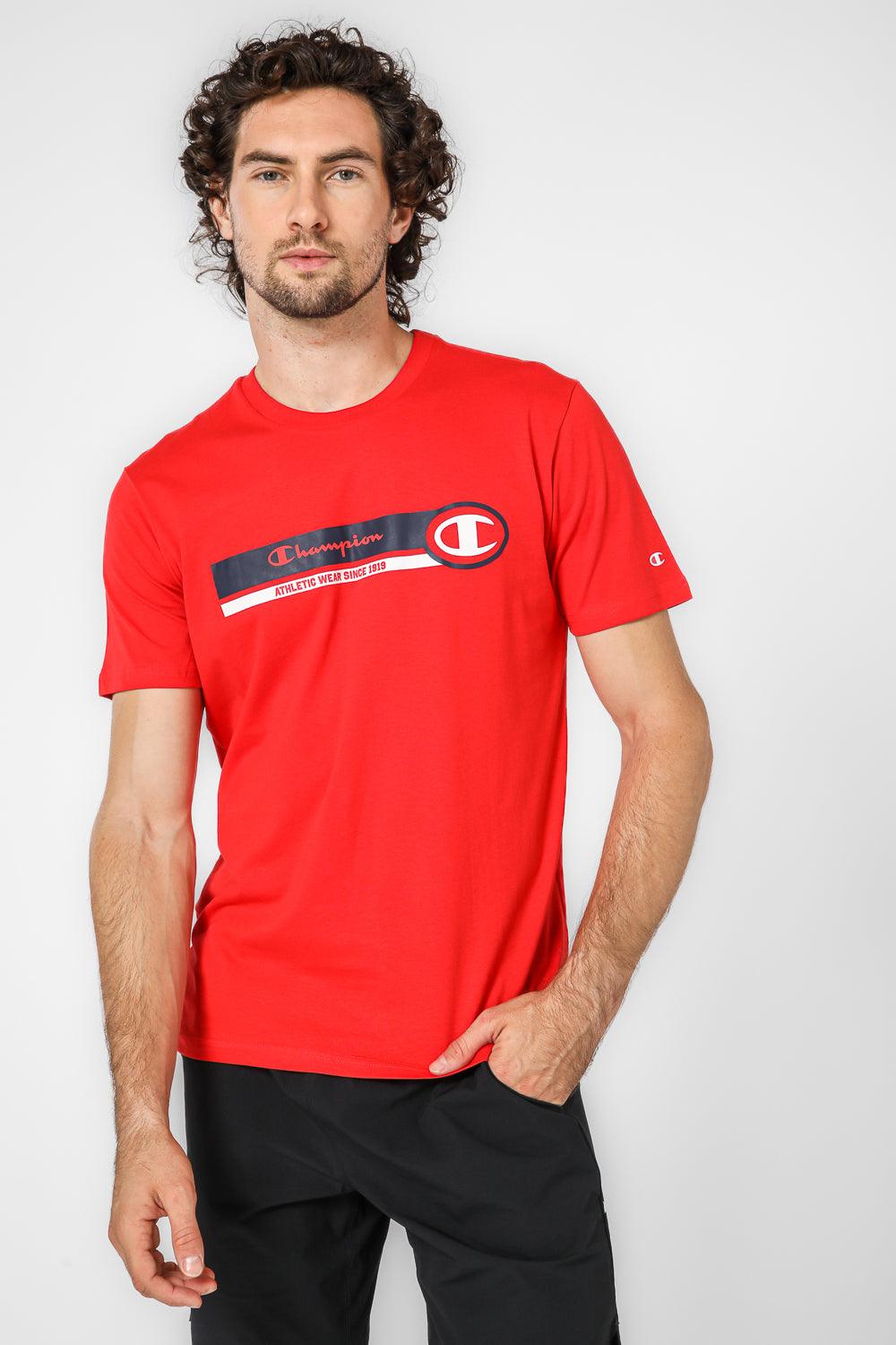 CHAMPION - טישירט הדפס לוגו לגבר בצבע אדום - MASHBIR//365