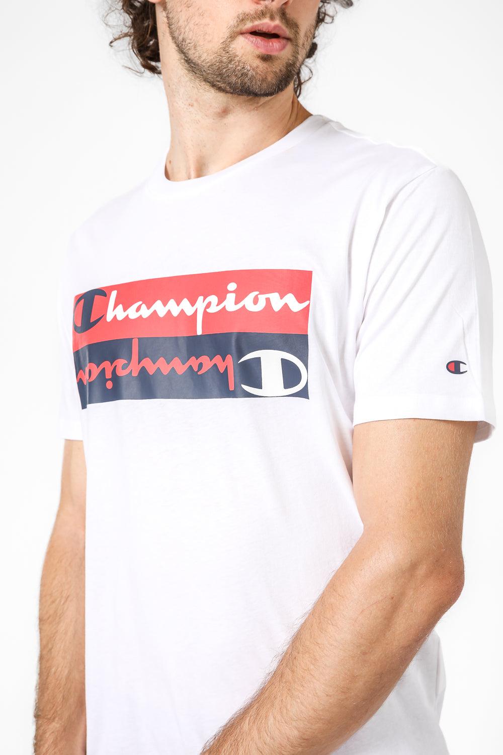 CHAMPION - טישירט הדפס לוגו לגבר בצבע לבן - MASHBIR//365