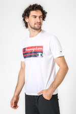 CHAMPION - טישירט הדפס לוגו לגבר בצבע לבן - MASHBIR//365