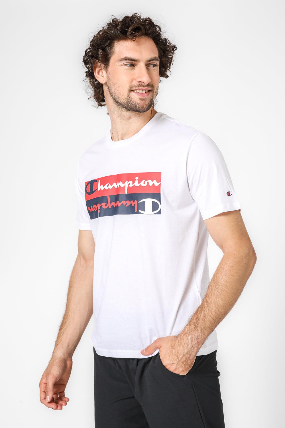CHAMPION - טישירט הדפס לוגו לגבר בצבע לבן - MASHBIR//365
