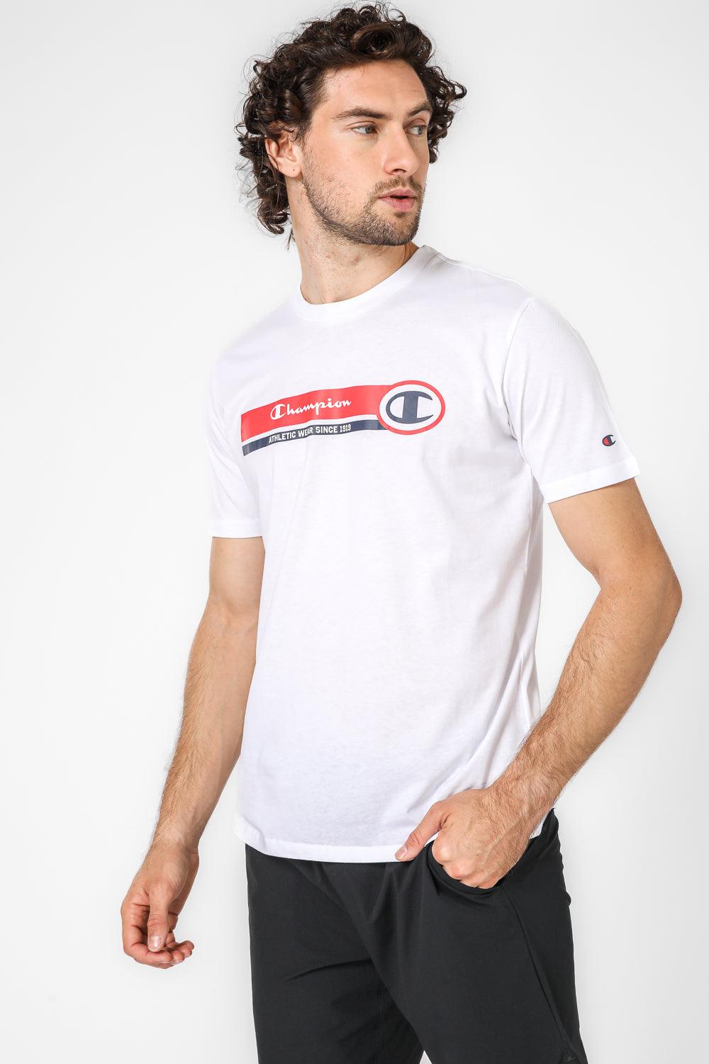 CHAMPION - טישירט הדפס לוגו לגבר בצבע לבן - MASHBIR//365