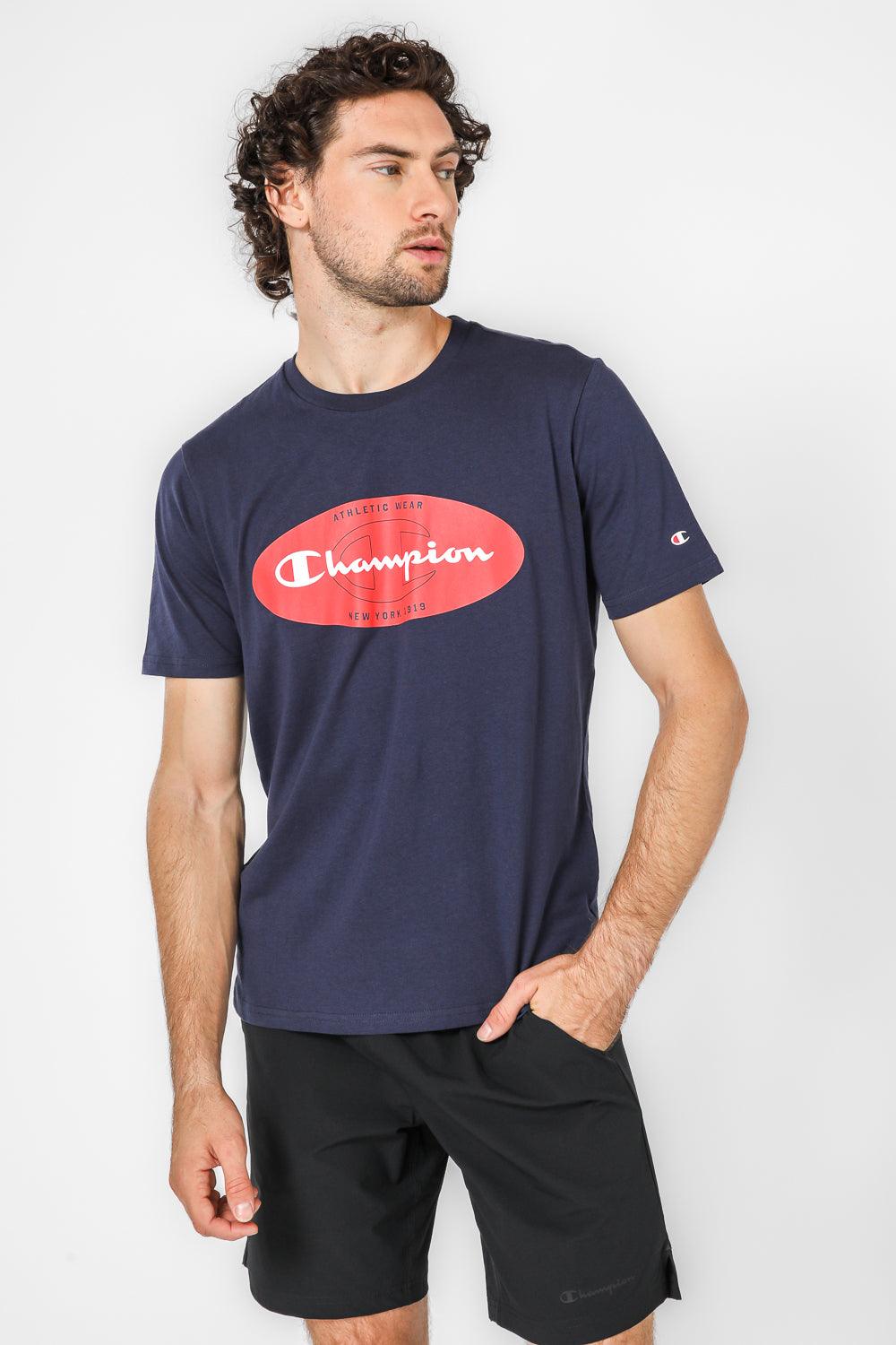 CHAMPION - טישירט הדפס לוגו לגבר בצבע נייבי - MASHBIR//365