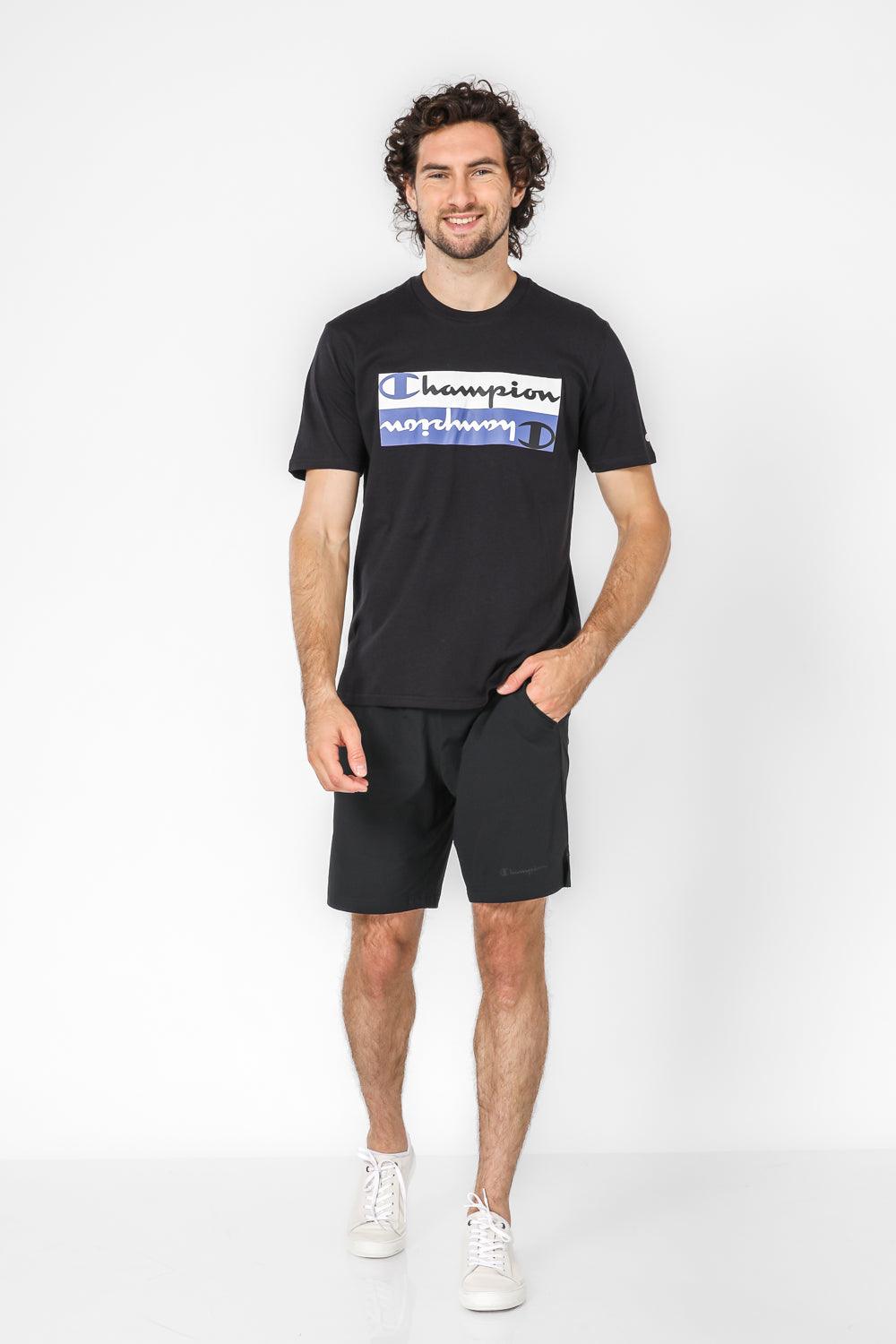 CHAMPION - טישירט הדפס לוגו לגבר בצבע שחור - MASHBIR//365