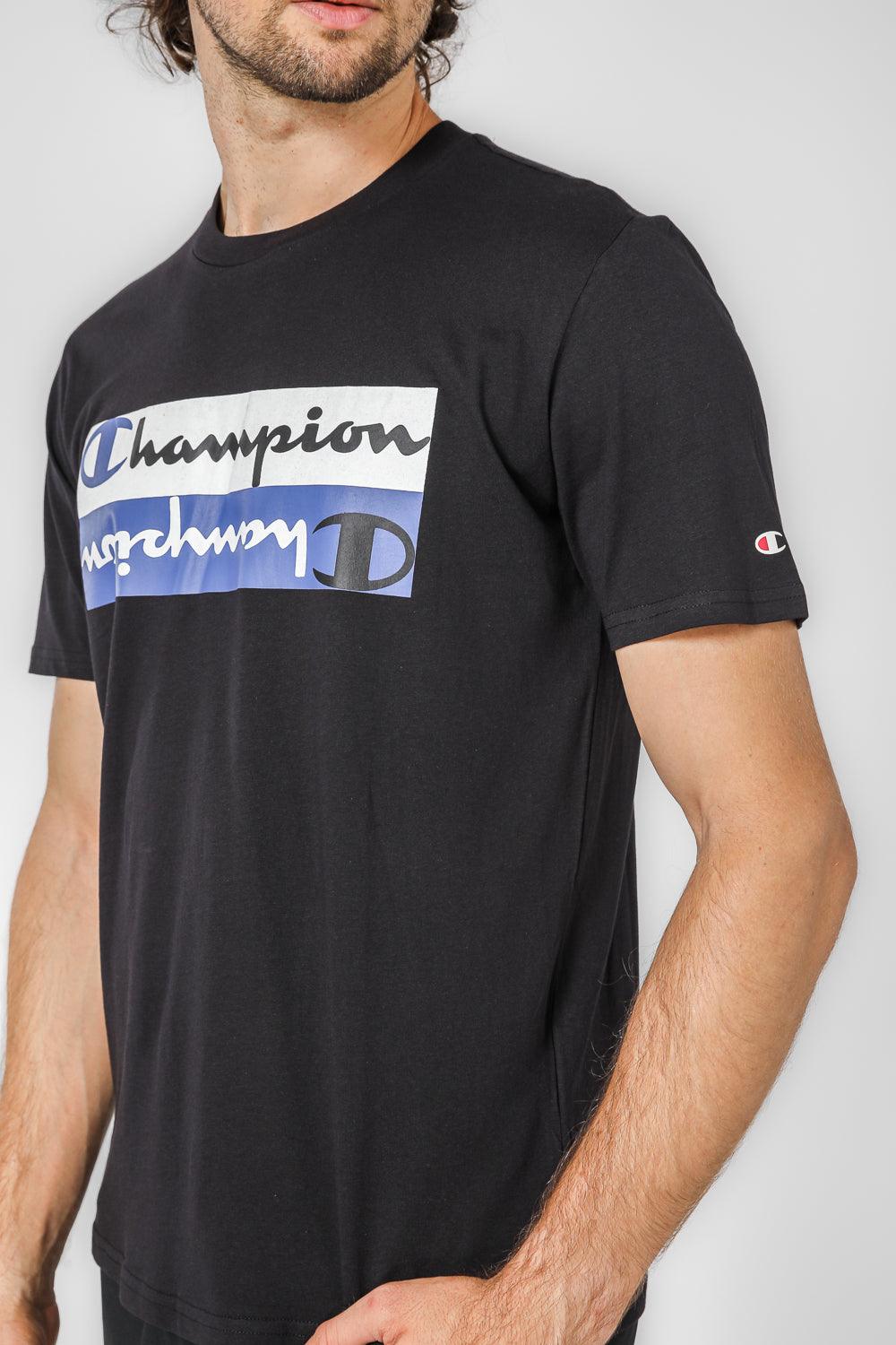 CHAMPION - טישירט הדפס לוגו לגבר בצבע שחור - MASHBIR//365