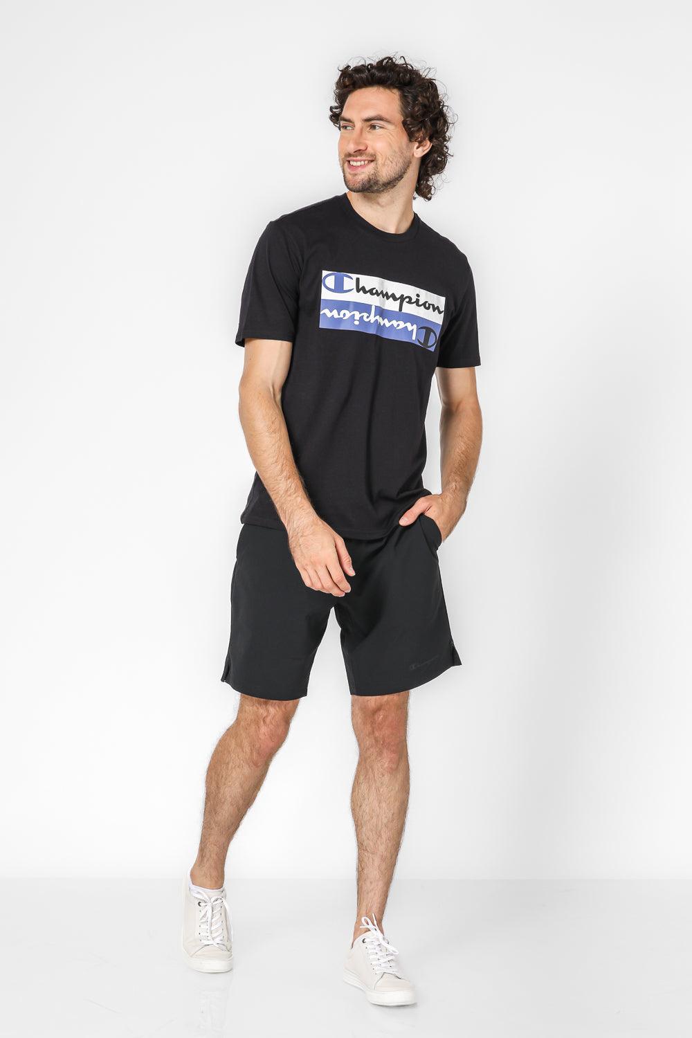 CHAMPION - טישירט הדפס לוגו לגבר בצבע שחור - MASHBIR//365