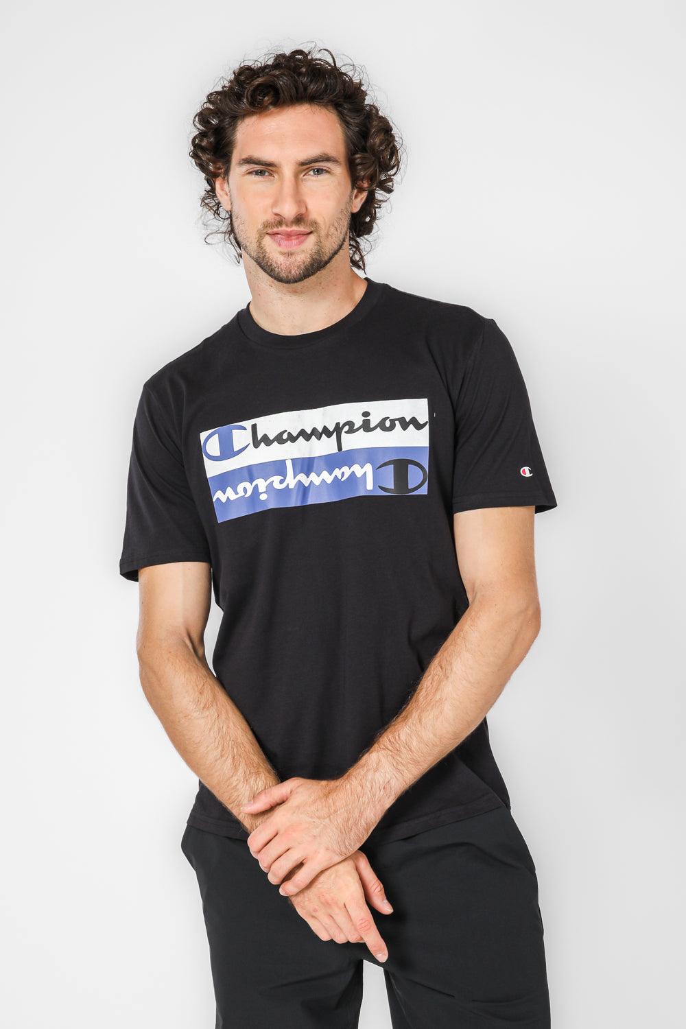 CHAMPION - טישירט הדפס לוגו לגבר בצבע שחור - MASHBIR//365