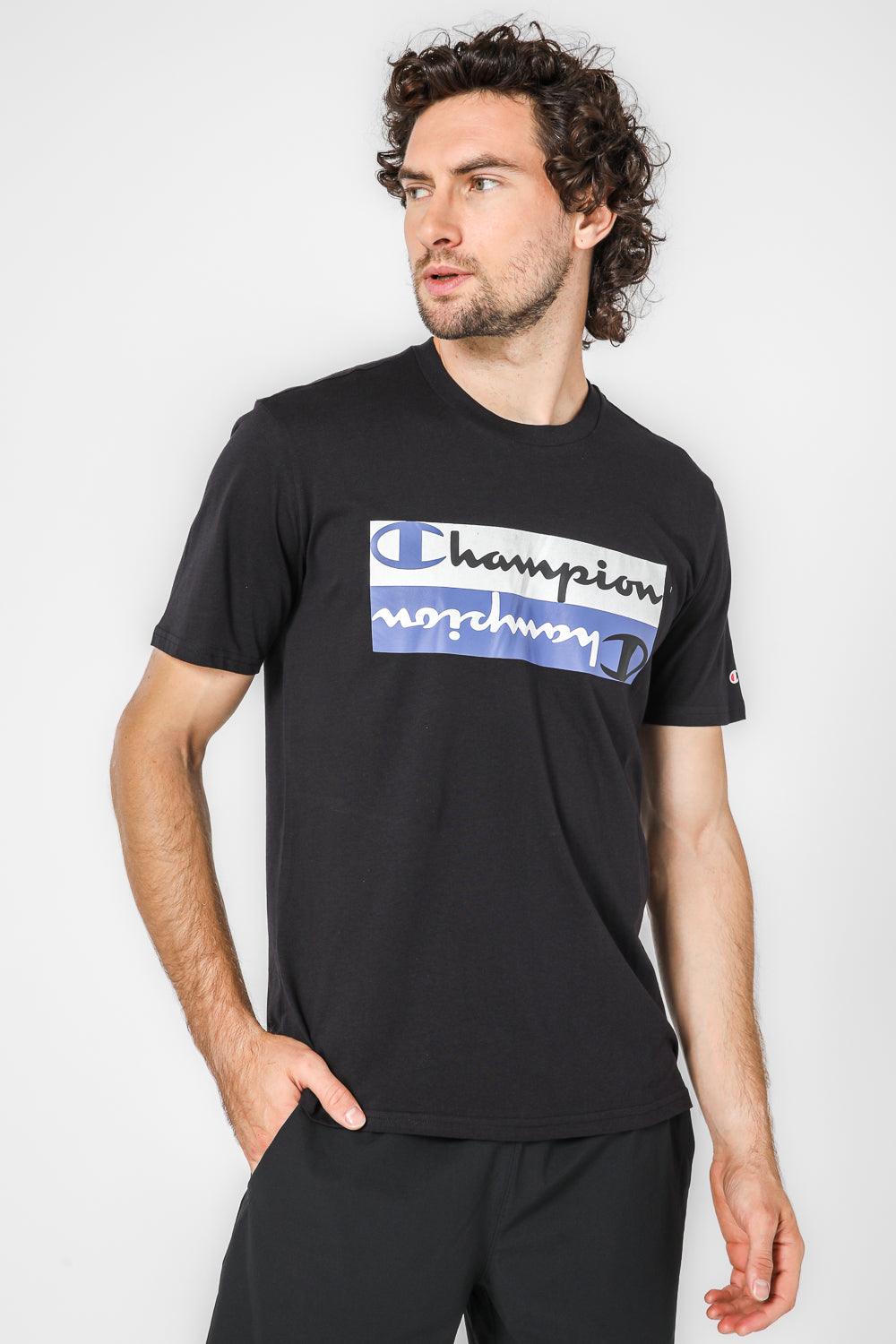 CHAMPION - טישירט הדפס לוגו לגבר בצבע שחור - MASHBIR//365