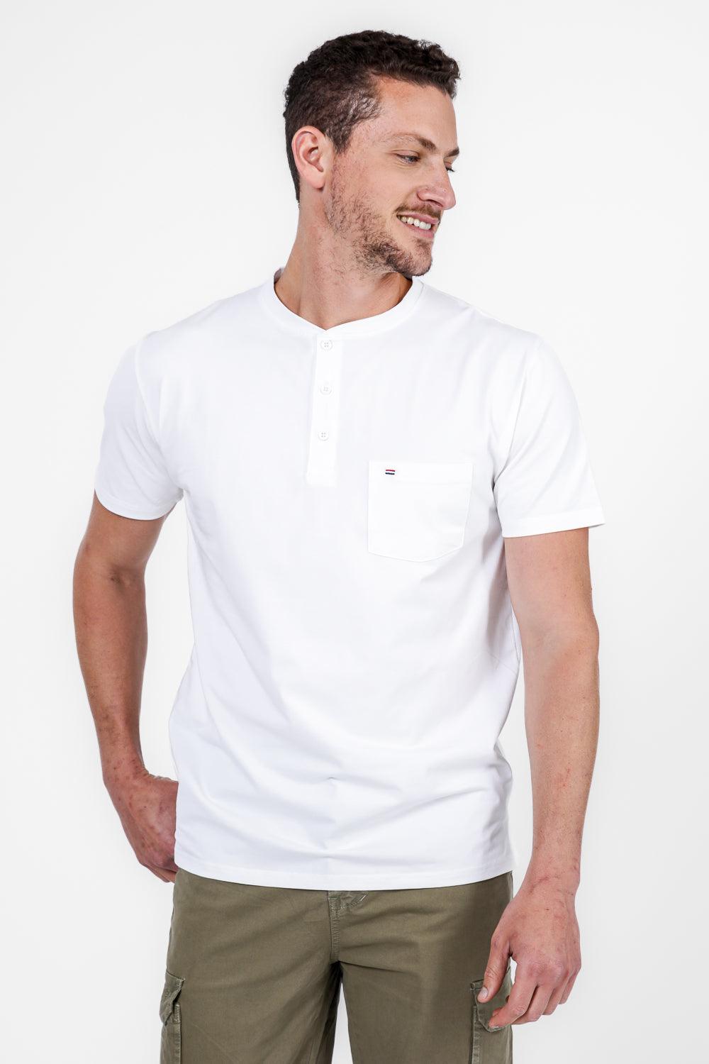 SCORCHER - טישירט HENLEY בצבע לבן - MASHBIR//365